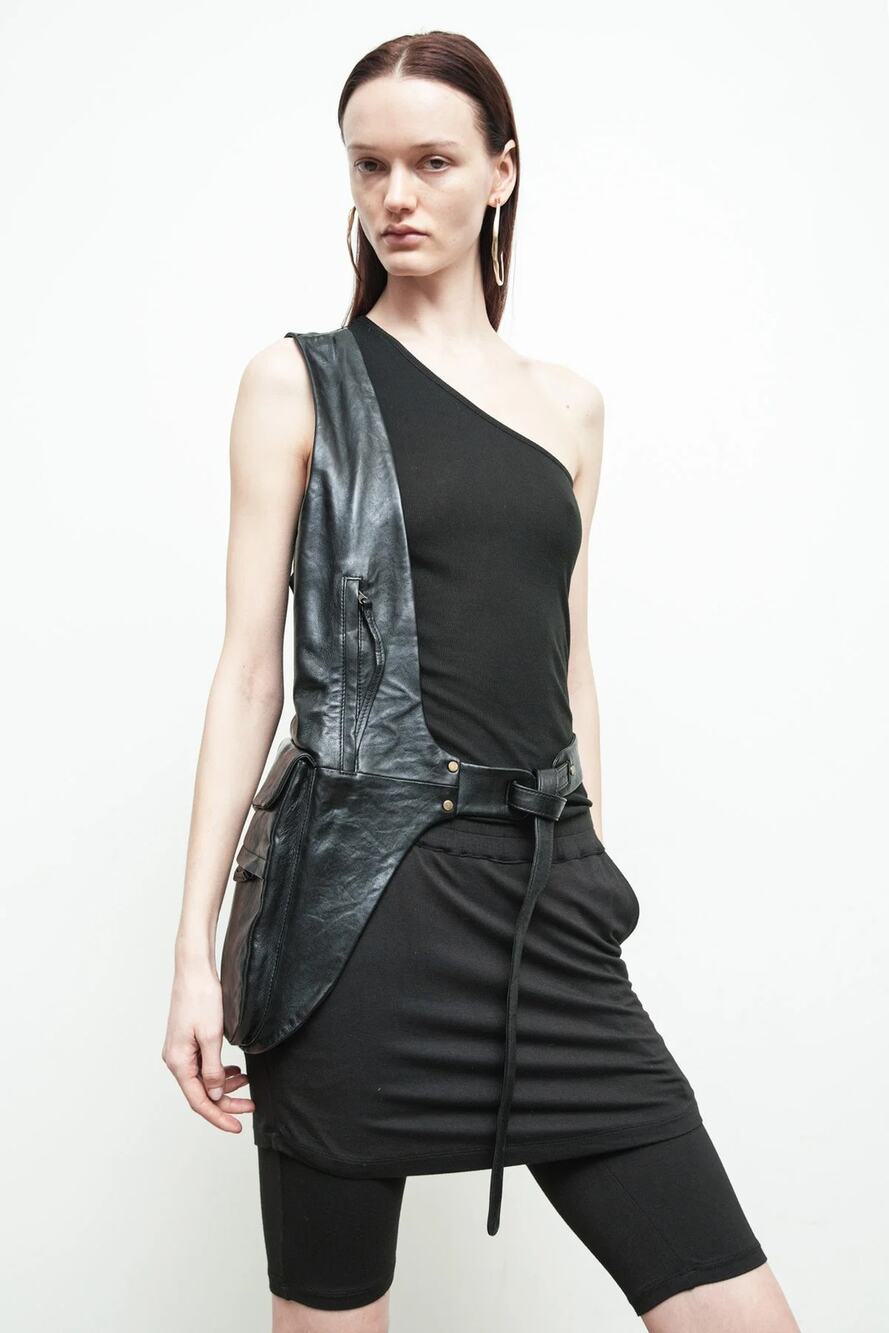 Nicholas K Logan Vest Pack Black Leather NEW Medium Large NWT Luxury